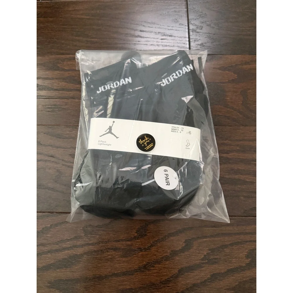 Jordan Jumpman Ankle Socks 6 Pack Black White Lightweight XJ0139-023 Medium